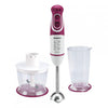 Heinner Staafmixer Set – 600W – 5 Snelheden – Turbo Functie – 700 ml Maatbeker – 500 ml Hakmolen – Garde – RVS Staaf – Wit/Bordeauxrood