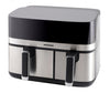 Heinner Doppel-Heißluftfritteuse – 1700W – 8,6L Gesamtvolumen – 5,3L + 3,3L Körbe – Digitales Display – Touch-Bedienung – 8 Programme – SYNC & MATCH – Grau/Silber