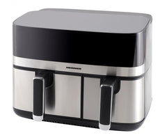 Heinner Dubbele Heteluchtfriteuse – 1700W – 8,6L Totale Capaciteit – 5,3L + 3,3L Manden – Digitaal Display – Touchbediening – 8 Programma’s – SYNC & MATCH – Grijs/Zilver