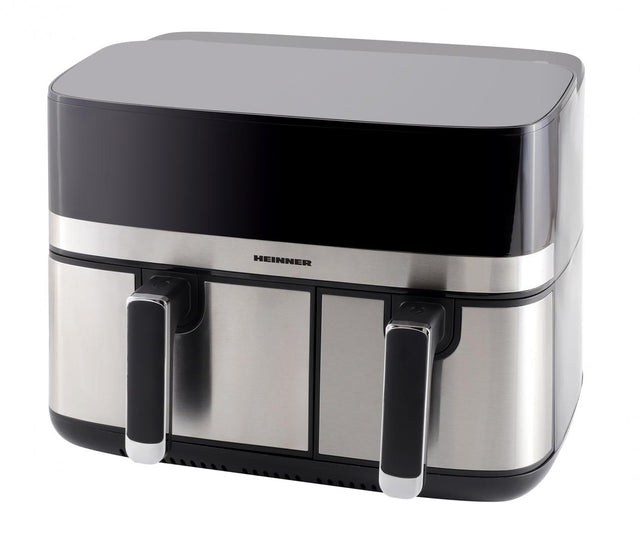 Heinner Dubbele Heteluchtfriteuse – 1700W – 8,6L Totale Capaciteit – 5,3L + 3,3L Manden – Digitaal Display – Touchbediening – 8 Programma’s – SYNC & MATCH – Grijs/Zilver