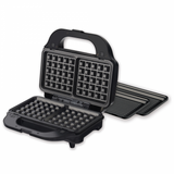 Heinner Sandwichmaker & Wafelijzer – 900 W – 2 Sandwiches – 2 Verwisselbare XL Platen 28 x 15 cm – Grill & Wafel – Antiaanbaklaag – Zwart/Bordeauxrood (5)