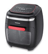 Heinner Heißluftfritteuse – 2000W – 11L Ofenvolumen – 4,5L Korb – Ofenfunktion – Touch-Bedienung – 8 Programme – Timer 4 Std – Drehspieß – Schwarz/Rot