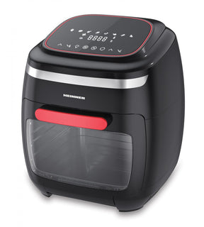 Heinner Heteluchtfriteuse – 2000W – 11L Ovencapaciteit – 4,5L Mand – Ovenfunctie – Touchbediening – 8 Programma’s – Timer 4u – Rotisserie – Zwart/Rood