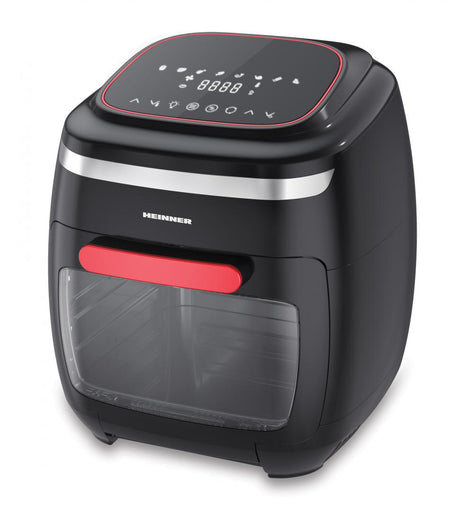 Heinner Heteluchtfriteuse – 2000W – 11L Ovencapaciteit – 4,5L Mand – Ovenfunctie – Touchbediening – 8 Programma’s – Timer 4u – Rotisserie – Zwart/Rood