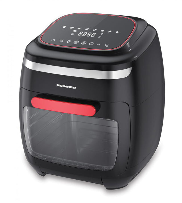 Heinner Heteluchtfriteuse – 2000W – 11L Ovencapaciteit – 4,5L Mand – Ovenfunctie – Touchbediening – 8 Programma’s – Timer 4u – Rotisserie – Zwart/Rood