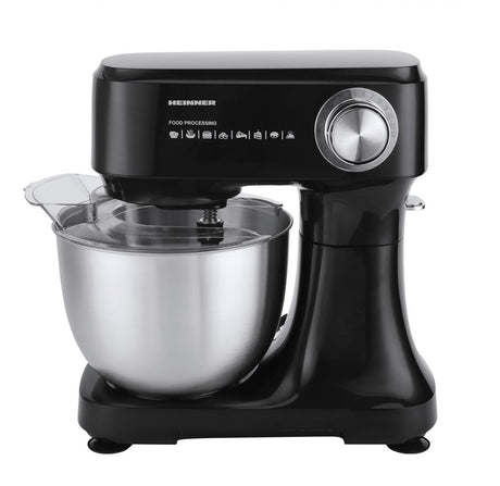 Heinner Keukenmachine 600W – 3,5L RVS Mengkom – 12 Snelheden – Pulse-functie – Planetaire Mixer – Zwart – Inclusief Klopper, Kneedhaak