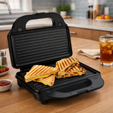 Heinner Sandwichmaker & Wafelijzer – 900 W – 2 Sandwiches – 2 Verwisselbare XL Platen 28 x 15 cm – Grill & Wafel – Antiaanbaklaag – Zwart/Bordeauxrood (2)