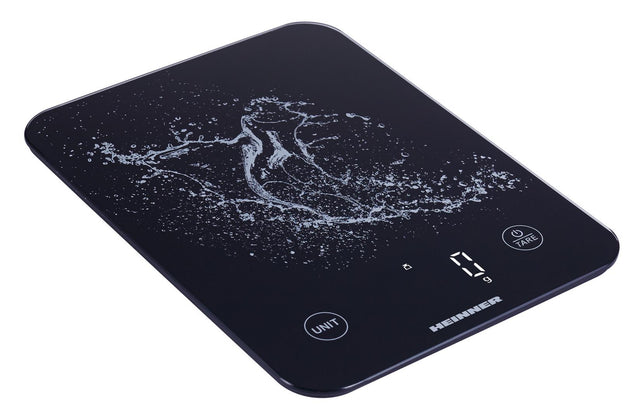 Heinner Digitale Keukenweegschaal – Maximaal 10 kg – USB-C Oplaadbaar – Water- en Melkvolume – Tarrafunctie – Digitaal Display – Waterbestendig – Zwart