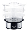 Heinner Master Collection Dampfgarer 12 L – 1000W – 3 Dampfebenen – inklusive Reisschale – Spülmaschinenfest – 90 Min Timer – BPA-frei – 1,4 L Wassertank – Edelstahl/Schwarz