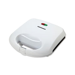 Heinner Sandwichmaker – 750 W – 2 Sandwiches – Antiaanbakplaten – Power- en Ready-indicatielampjes – Automatische Temperatuurregeling – Vergrendelbare Handgreep – Wit