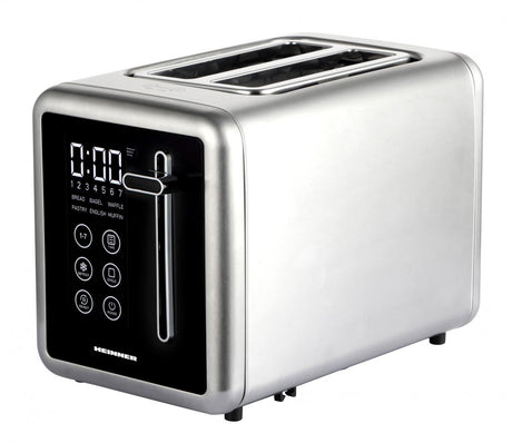 Heinner Digitale Broodrooster – 720-850 W – 2 Sneetjes – Touchbediening – 7 Bruiningsstanden – Ontdooien, Opwarmen en Annuleren – Uitneembare Kruimellade – RVS/Zwart