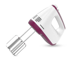 Heinner Handmixer – 400 W – 6 Snelheden + Turbo – 2 RVS Kloppers & 2 Deeghaken – Uitwerpknop – Zelfstaand Ontwerp – Wit/Bordeauxrood
