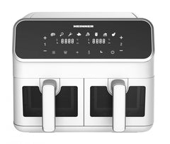 Heinner DualFry Supreme Dubbele Heteluchtfriteuse – 1700W – 8L Totale Capaciteit – Digitaal Display – Touchbediening – 8 Programma’s – SYNC & MATCH – Temperatuur 80–200°C – Wit – 3 Jaar Garantie
