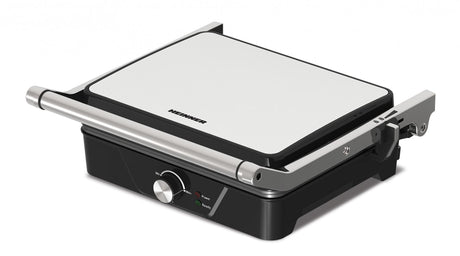 Heinner Contactgrill – 2000 W – Bakoppervlak 41 x 26 cm – 180° Openklapbaar tot Tafelgrill – Anti-aanbaklaag – Regelbare Thermostaat – Uitneembare Vetopvangbak – Zwart