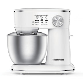 Heinner Keukenmachine Mixer – 5 L Kom – 1000 W – 12 Snelheden met Pulsfunctie – Keukenrobot inclusief RVS Garde, Menghaak en Deeghaak – Wit