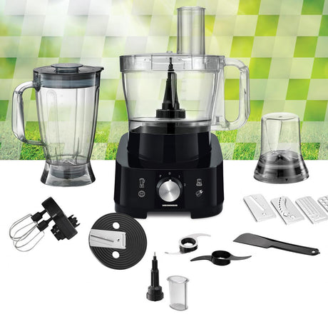 Heinner Multifunctionele Foodprocessor – 1000 W – Mengkom 3,5 L – Blender 1,8 L – 2 Snelheden en Pulsstand – Hak-, Kneed-, Snij-, Rasp-, Klop- en Maalfunctie – Zwart (2)
