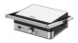 Heinner contactgrill HEG-K2000SS dichtgeklapt met roestvrijstalen front en bedieningsknop