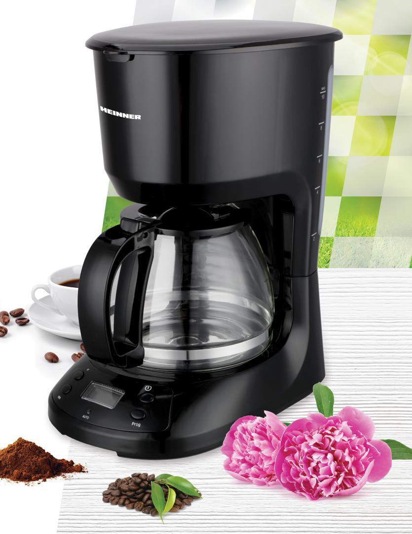 Heinner Compact Koffiezetapparaat 1,25L – 750W – Nylon Filter – Anti-Drup & Warmhoudfunctie – Automatische Uitschakeling – Zwart – LCD Display