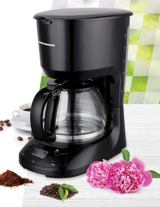 Heinner Compact Koffiezetapparaat 1,25L – 750W – Nylon Filter – Anti-Drup & Warmhoudfunctie – Automatische Uitschakeling – Zwart – LCD Display