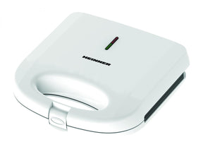 Heinner Elektrische Sandwichmaker en Tosti-ijzer – 750 W – Voor 2 Tosti’s of Sandwiches – Antiaanbakplaten – Automatische Temperatuurregeling – Koelblijvende Handgreep – Indicatielampjes – Veiligheidssluiting – Wit