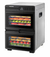 Heinner Dörrautomat – 1000–1200W – 12 Edelstahl-Einschübe – Zwei getrennte Kammern – Dual Airflow – LED-Display – Touch-Bedienung – Timer 48 Std – Temperatur 35–80°C – Schwarz/Edelstahl