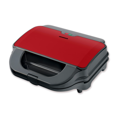Heinner Sandwichmaker & Wafelijzer – 900 W – 2 Sandwiches – 2 Verwisselbare XL Platen 28 x 15 cm – Grill & Wafel – Antiaanbaklaag – Zwart/Bordeauxrood