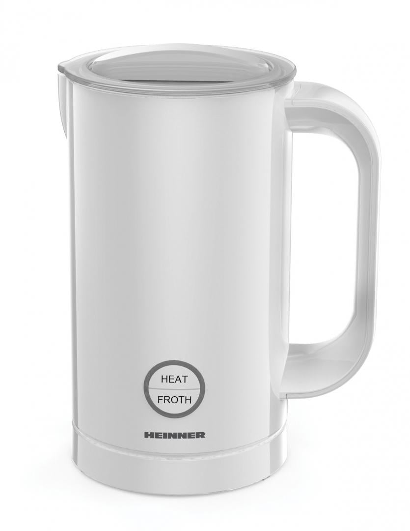Heinner Elektrische Melkopschuimer – 450 W – Warm en Koud Melkschuim – Melk Verwarmen tot 200 ml – Opschuimcapaciteit 100 ml – Automatische Uitschakeling – Wit