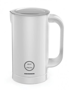 Heinner Elektrische Melkopschuimer – 450 W – Warm en Koud Melkschuim – Melk Verwarmen tot 200 ml – Opschuimcapaciteit 100 ml – Automatische Uitschakeling – Wit