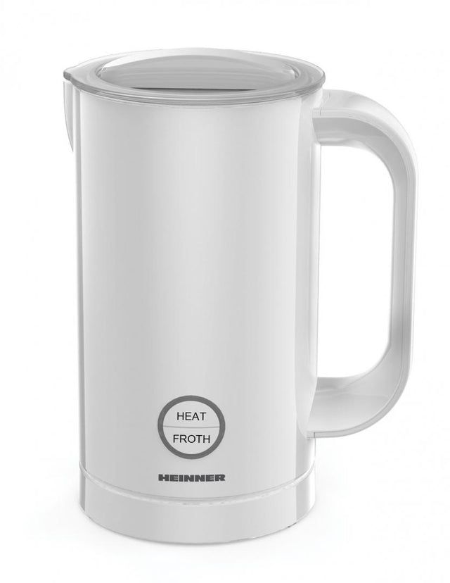 Heinner Elektrische Melkopschuimer – 450 W – Warm en Koud Melkschuim – Melk Verwarmen tot 200 ml – Opschuimcapaciteit 100 ml – Automatische Uitschakeling – Wit