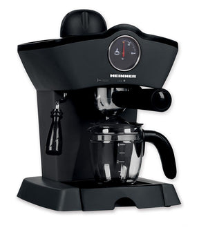 Heinner Retro Effect Espressomachine – 800W – 250 ml Capaciteit – 3,5 bar – Espresso & Cappuccino – Melkopschuimer – Frontale Thermometer – Filter voor 4 Kopjes – Zwart