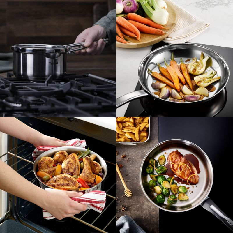 Tefal Duetto+ Kookpan 24 cm - Met deksel - RVS - Geschikt voor alle warmtebronnen - Zilver
