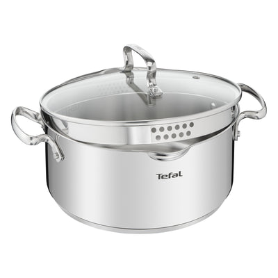 Tefal Duetto+ Kochtopf 24 cm – Mit Deckel – Edelstahl – Geeignet für alle Wärmequellen – Silber
